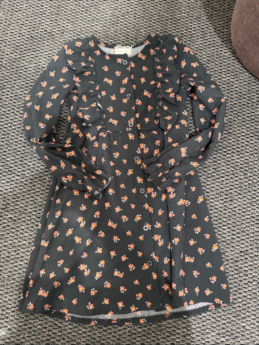 btween Black Dress with Orange Floral Print